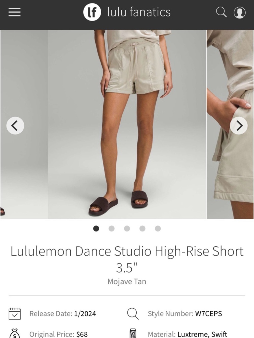 lululemon athletica High-Rise Dance Studio Shorts - Mojave Tan